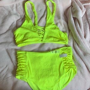Neon high rise bikini set